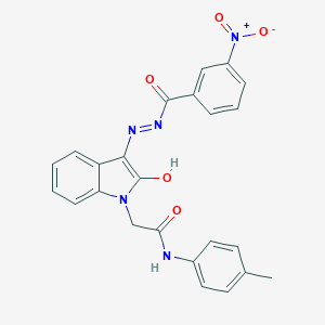 molecular formula C24H19N5O5 B400926 2-[3-({3-nitrobenzoyl}hydrazono)-2-oxo-2,3-dihydro-1H-indol-1-yl]-N-(4-methylphenyl)acetamide 