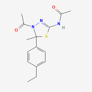 molecular formula C15H19N3O2S B4009279 N-[4-acetyl-5-(4-ethylphenyl)-5-methyl-4,5-dihydro-1,3,4-thiadiazol-2-yl]acetamide 