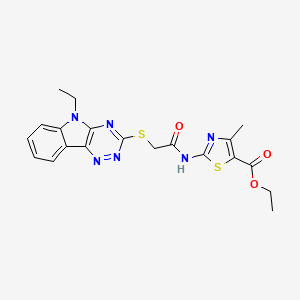 molecular formula C20H20N6O3S2 B4009295 ethyl 2-({[(5-ethyl-5H-[1,2,4]triazino[5,6-b]indol-3-yl)thio]acetyl}amino)-4-methyl-1,3-thiazole-5-carboxylate 