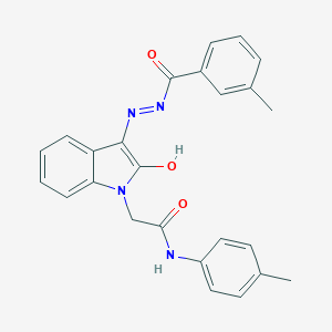 molecular formula C25H22N4O3 B400930 2-{3-[(3-methylbenzoyl)hydrazono]-2-oxo-2,3-dihydro-1H-indol-1-yl}-N-(4-methylphenyl)acetamide 