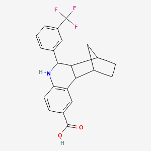 molecular formula C22H20F3NO2 B4009309 10-[3-(trifluoromethyl)phenyl]-9-azatetracyclo[10.2.1.0~2,11~.0~3,8~]pentadeca-3,5,7-triene-5-carboxylic acid 
