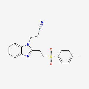 molecular formula C19H19N3O2S B4009323 3-(2-{2-[(4-methylphenyl)sulfonyl]ethyl}-1H-benzimidazol-1-yl)propanenitrile 