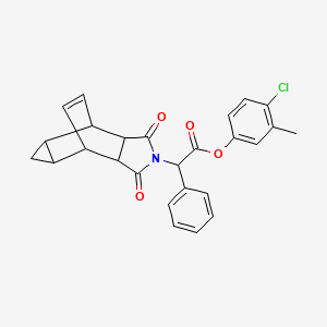 molecular formula C26H22ClNO4 B4009325 4-chloro-3-methylphenyl (3,5-dioxo-4-azatetracyclo[5.3.2.0~2,6~.0~8,10~]dodec-11-en-4-yl)(phenyl)acetate 