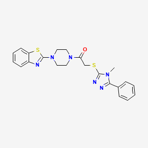 molecular formula C22H22N6OS2 B4009358 2-(4-{[(4-methyl-5-phenyl-4H-1,2,4-triazol-3-yl)thio]acetyl}-1-piperazinyl)-1,3-benzothiazole 
