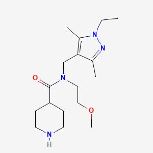 molecular formula C17H30N4O2 B4009359 N-[(1-ethyl-3,5-dimethyl-1H-pyrazol-4-yl)methyl]-N-(2-methoxyethyl)-4-piperidinecarboxamide hydrochloride 