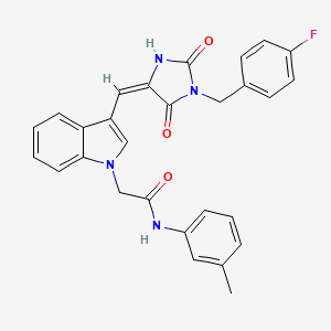 2-(3-{[1-(4-fluorobenzyl)-2,5-dioxo-4-imidazolidinylidene]methyl}-1H-indol-1-yl)-N-(3-methylphenyl)acetamide