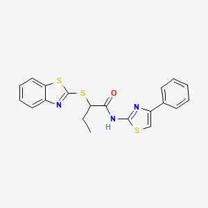 molecular formula C20H17N3OS3 B4009410 2-(1,3-benzothiazol-2-ylthio)-N-(4-phenyl-1,3-thiazol-2-yl)butanamide 