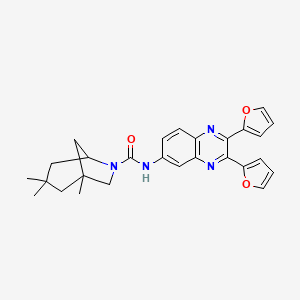 molecular formula C27H28N4O3 B4009417 N-(2,3-di-2-furyl-6-quinoxalinyl)-1,3,3-trimethyl-6-azabicyclo[3.2.1]octane-6-carboxamide 
