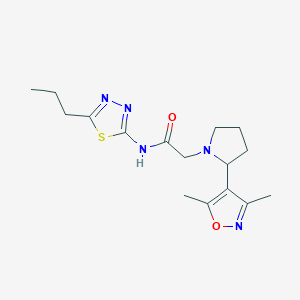 molecular formula C16H23N5O2S B4009436 2-[2-(3,5-dimethylisoxazol-4-yl)pyrrolidin-1-yl]-N-(5-propyl-1,3,4-thiadiazol-2-yl)acetamide 