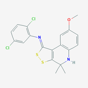 molecular formula C19H16Cl2N2OS2 B400944 2,5-dichloro-N-(8-methoxy-4,4-dimethyl-4,5-dihydro-1H-[1,2]dithiolo[3,4-c]quinolin-1-ylidene)aniline 