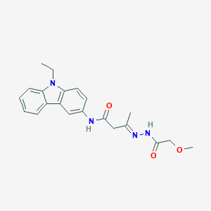 molecular formula C21H24N4O3 B400946 (3E)-N-(9-ethyl-9H-carbazol-3-yl)-3-[2-(methoxyacetyl)hydrazinylidene]butanamide 
