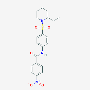 molecular formula C20H23N3O5S B4009546 N-{4-[(2-ethyl-1-piperidinyl)sulfonyl]phenyl}-4-nitrobenzamide 