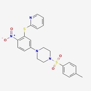 molecular formula C22H22N4O4S2 B4009584 1-[(4-methylphenyl)sulfonyl]-4-[4-nitro-3-(2-pyridinylthio)phenyl]piperazine 