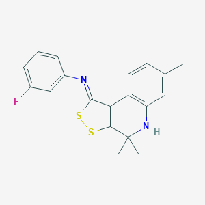 molecular formula C19H17FN2S2 B400962 N-(3-fluorophenyl)-4,4,7-trimethyl-5H-dithiolo[3,4-c]quinolin-1-imine CAS No. 331661-19-9