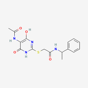 2-{[5-(acetylamino)-4-hydroxy-6-oxo-1,6-dihydro-2-pyrimidinyl]thio}-N-(1-phenylethyl)acetamide