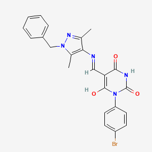 5-{[(1-benzyl-3,5-dimethyl-1H-pyrazol-4-yl)amino]methylene}-1-(4-bromophenyl)-2,4,6(1H,3H,5H)-pyrimidinetrione