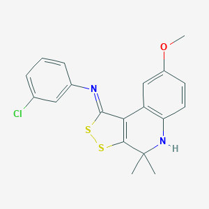 molecular formula C19H17ClN2OS2 B400966 3-chloro-N-(8-methoxy-4,4-dimethyl-4,5-dihydro-1H-[1,2]dithiolo[3,4-c]quinolin-1-ylidene)aniline CAS No. 327167-50-0
