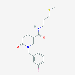 molecular formula C17H23FN2O2S B4009661 1-(3-fluorobenzyl)-N-[3-(methylthio)propyl]-6-oxo-3-piperidinecarboxamide 