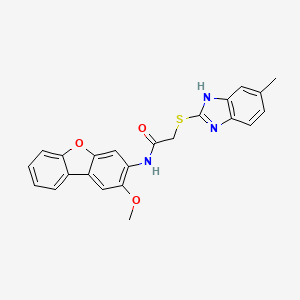 molecular formula C23H19N3O3S B4009663 N-(2-methoxydibenzo[b,d]furan-3-yl)-2-[(5-methyl-1H-benzimidazol-2-yl)thio]acetamide 