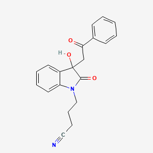 molecular formula C20H18N2O3 B4009685 4-[3-hydroxy-2-oxo-3-(2-oxo-2-phenylethyl)-2,3-dihydro-1H-indol-1-yl]butanenitrile 