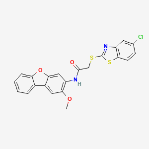 molecular formula C22H15ClN2O3S2 B4009692 2-[(5-chloro-1,3-benzothiazol-2-yl)thio]-N-(2-methoxydibenzo[b,d]furan-3-yl)acetamide 