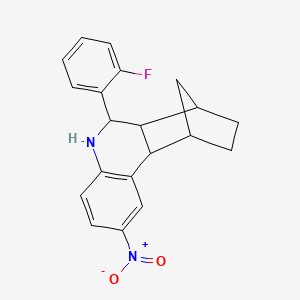 molecular formula C20H19FN2O2 B4009719 10-(2-fluorophenyl)-5-nitro-9-azatetracyclo[10.2.1.0~2,11~.0~3,8~]pentadeca-3,5,7-triene 