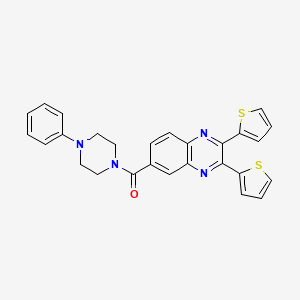 molecular formula C27H22N4OS2 B4009750 6-[(4-phenyl-1-piperazinyl)carbonyl]-2,3-di-2-thienylquinoxaline 