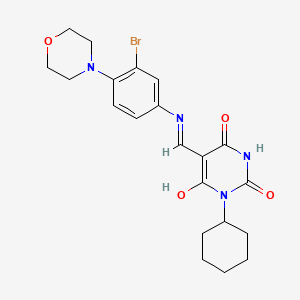 molecular formula C21H25BrN4O4 B4009853 5-({[3-bromo-4-(4-morpholinyl)phenyl]amino}methylene)-1-cyclohexyl-2,4,6(1H,3H,5H)-pyrimidinetrione 