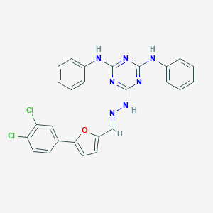 molecular formula C26H19Cl2N7O B400990 5-(3,4-Dichlorophenyl)-2-furaldehyde (4,6-dianilino-1,3,5-triazin-2-yl)hydrazone 