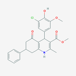 molecular formula C25H24ClNO5 B400994 Methyl 4-(3-chloro-4-hydroxy-5-methoxyphenyl)-2-methyl-5-oxo-7-phenyl-1,4,5,6,7,8-hexahydroquinoline-3-carboxylate 