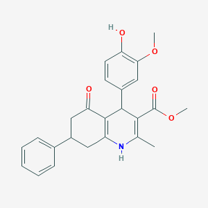 molecular formula C25H25NO5 B400995 Methyl 4-(4-hydroxy-3-methoxyphenyl)-2-methyl-5-oxo-7-phenyl-1,4,5,6,7,8-hexahydroquinoline-3-carboxylate 