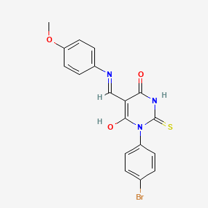 molecular formula C18H14BrN3O3S B4009952 1-(4-bromophenyl)-5-{[(4-methoxyphenyl)amino]methylene}-2-thioxodihydro-4,6(1H,5H)-pyrimidinedione 