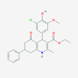 Ethyl 4-(3-chloro-4-hydroxy-5-methoxyphenyl)-2-methyl-5-oxo-7-phenyl-1,4,5,6,7,8-hexahydro-3-quinolinecarboxylate