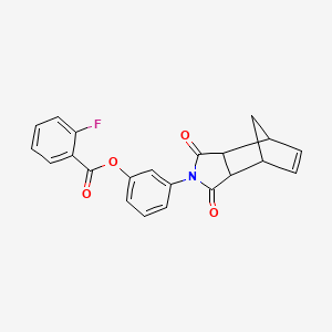 molecular formula C22H16FNO4 B4010061 3-(3,5-dioxo-4-azatricyclo[5.2.1.0~2,6~]dec-8-en-4-yl)phenyl 2-fluorobenzoate 