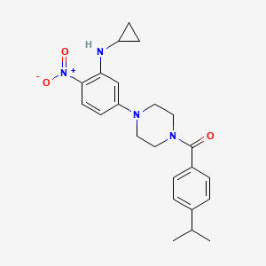 molecular formula C23H28N4O3 B4010097 N-cyclopropyl-5-[4-(4-isopropylbenzoyl)-1-piperazinyl]-2-nitroaniline 