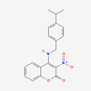 molecular formula C19H18N2O4 B4010101 4-[(4-isopropylbenzyl)amino]-3-nitro-2H-chromen-2-one 