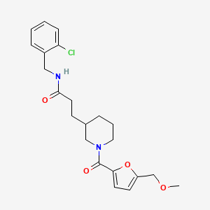 molecular formula C22H27ClN2O4 B4010108 N-(2-chlorobenzyl)-3-{1-[5-(methoxymethyl)-2-furoyl]-3-piperidinyl}propanamide 