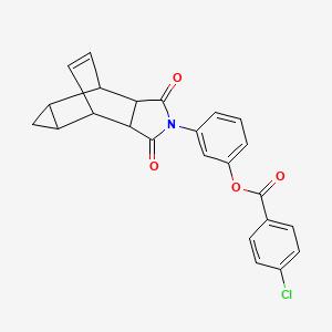 molecular formula C24H18ClNO4 B4010112 3-(3,5-dioxo-4-azatetracyclo[5.3.2.0~2,6~.0~8,10~]dodec-11-en-4-yl)phenyl 4-chlorobenzoate 