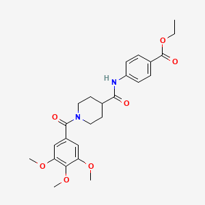 molecular formula C25H30N2O7 B4010117 ethyl 4-({[1-(3,4,5-trimethoxybenzoyl)-4-piperidinyl]carbonyl}amino)benzoate 