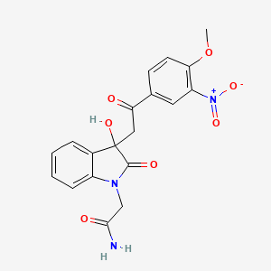 molecular formula C19H17N3O7 B4010143 2-{3-hydroxy-3-[2-(4-methoxy-3-nitrophenyl)-2-oxoethyl]-2-oxo-2,3-dihydro-1H-indol-1-yl}acetamide 