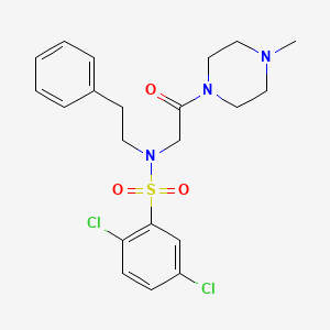 molecular formula C21H25Cl2N3O3S B4010187 2,5-dichloro-N-[2-(4-methyl-1-piperazinyl)-2-oxoethyl]-N-(2-phenylethyl)benzenesulfonamide 