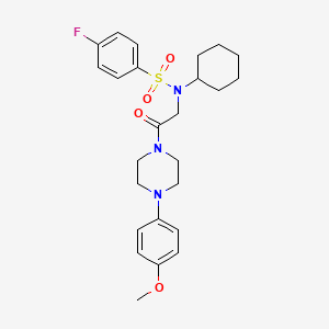 molecular formula C25H32FN3O4S B4010217 N-cyclohexyl-4-fluoro-N-{2-[4-(4-methoxyphenyl)-1-piperazinyl]-2-oxoethyl}benzenesulfonamide 
