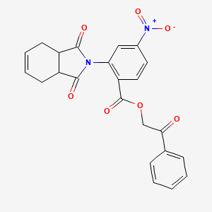 molecular formula C23H18N2O7 B4010257 2-oxo-2-phenylethyl 2-(1,3-dioxo-1,3,3a,4,7,7a-hexahydro-2H-isoindol-2-yl)-4-nitrobenzoate 