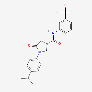 molecular formula C21H21F3N2O2 B4010262 1-(4-isopropylphenyl)-5-oxo-N-[3-(trifluoromethyl)phenyl]-3-pyrrolidinecarboxamide 
