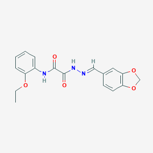 molecular formula C18H17N3O5 B401027 2-[2-(1,3-benzodioxol-5-ylmethylene)hydrazino]-N-(2-ethoxyphenyl)-2-oxoacetamide 