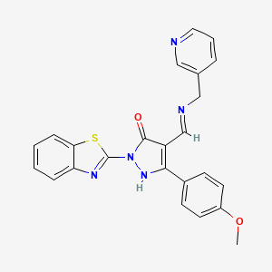 molecular formula C24H19N5O2S B4010270 2-(1,3-benzothiazol-2-yl)-5-(4-methoxyphenyl)-4-{[(3-pyridinylmethyl)amino]methylene}-2,4-dihydro-3H-pyrazol-3-one 