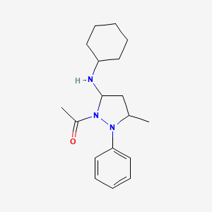 molecular formula C18H27N3O B4010296 2-acetyl-N-cyclohexyl-5-methyl-1-phenyl-3-pyrazolidinamine 