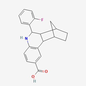 molecular formula C21H20FNO2 B4010302 10-(2-fluorophenyl)-9-azatetracyclo[10.2.1.0~2,11~.0~3,8~]pentadeca-3,5,7-triene-5-carboxylic acid 