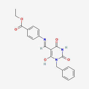 molecular formula C21H19N3O5 B4010322 ethyl 4-{[(1-benzyl-2,4,6-trioxotetrahydro-5(2H)-pyrimidinylidene)methyl]amino}benzoate 