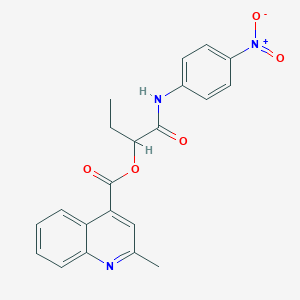 molecular formula C21H19N3O5 B4010326 1-{[(4-nitrophenyl)amino]carbonyl}propyl 2-methyl-4-quinolinecarboxylate 
